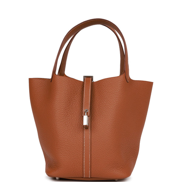 Replica Hermes Picotin Lock 22 Handmade Bag in Gold Clemence Leather