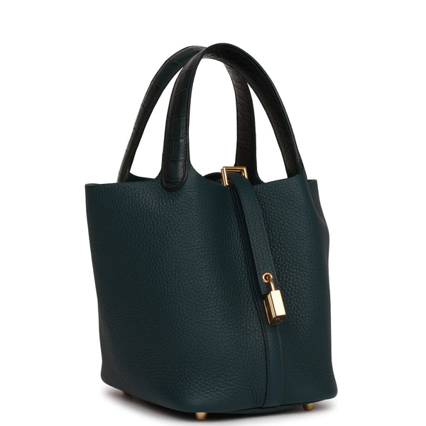 Hermes, Bags, Hermes Picotin8 Vert Bosphore Clemence Ghw D 219