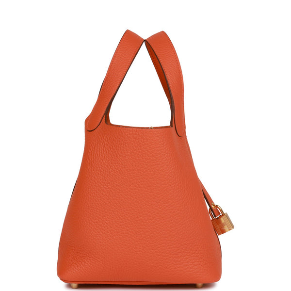 Hermes Picotin Lock 18 Pocket Bag Orange/Orange in Goeland Canvas / Swift  Calfskin with Gold-tone - US