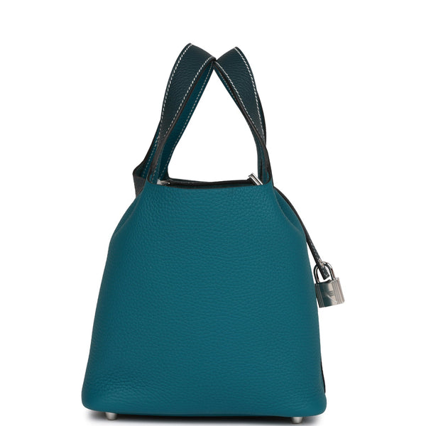 Hermes Picotin Lock 18 Casaque Vert Cypress and Vert Bosphore Palladiu