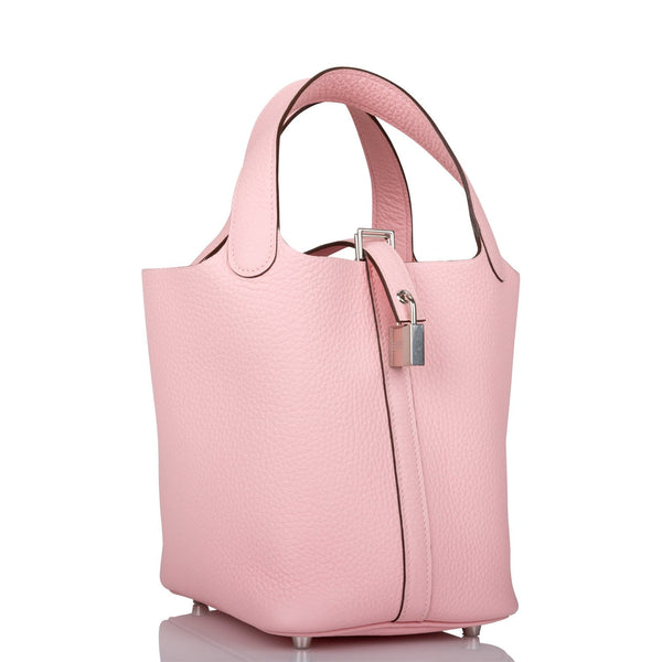 Hermes Picotin Lock 22 Bag MM Rose Sakura Pink Palladium Hardware