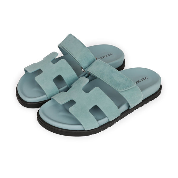 Hermes Mens Navy Blue Epsom Chypre Sandals - BOPF