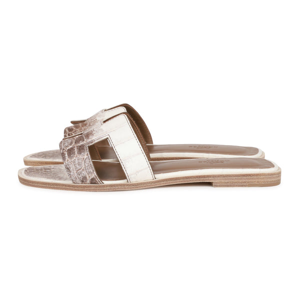 Hermes Oran Sandals Himalaya Niloticus Crocodile 37 – Madison