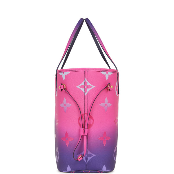 Louis Vuitton Midnight Fuschia Neverfull MM Monogram Giant Flower Bag **No  Pouch