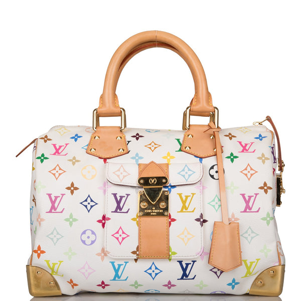 Vintage Louis Vuitton White Multicolor Speedy 30 Bag SP0094 042123