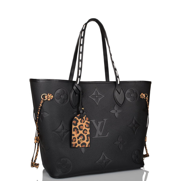 LOUIS VUITTON Neverfull MM Tote Bag M45818 Wild At Heart Leopard Black Auth  New