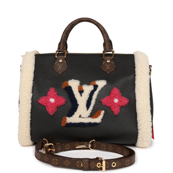 Louis Vuitton Speedy Bandouliere Bag Leather and Monogram Teddy Shearling  at 1stDibs