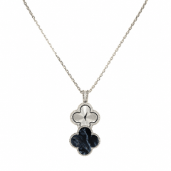 Van Cleef & Arpels Alhambra Secret Pendant Watch Necklace Pietersite, Diamonds, 18K White Gold Guilloche