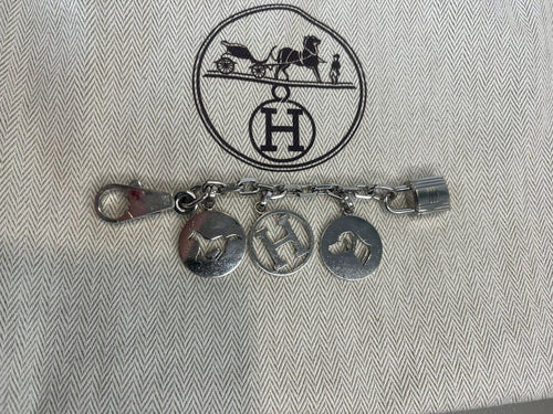 FOR CK Preowned Hermes Breloque Olga Bag Charm Palladium Hardware