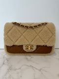 Chanel Medium Shearling Flap Bag Brown Lambskin Brushed Gold Hardware