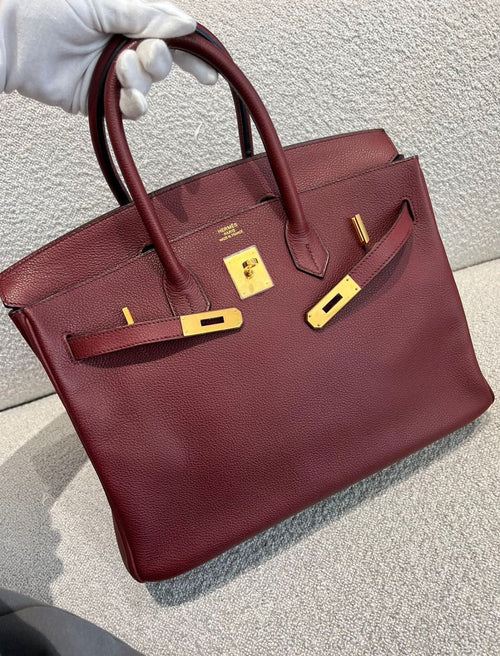 Pre-owned Hermes Birkin 35 Rouge H Togo Gold Hardware - Sourced