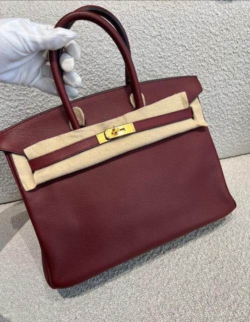 Pre-owned Hermes Birkin 35 Rouge H Togo Gold Hardware - Sourced