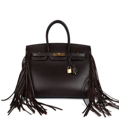 Pre-owned Hermes Anate Birkin 35 Chocolat Evergrain Gold Hardware