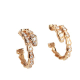 Bvlgari Serpenti Viper Earrings 18K Rose Gold Hardware & Diamonds - Thumbnail View 2