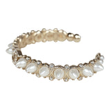 Chanel CC Spiked Crystal and Pearl Cuff Bracelet Light Gold Hardware