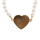 Chanel CC Heart Denim & Pearls Bracelet Blue/White Gold Hardware