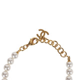 Chanel CC Heart Denim & Pearls Bracelet Blue/White Gold Hardware