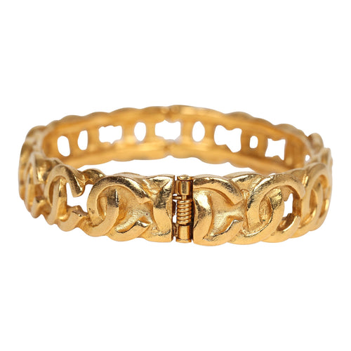 Vintage Chanel 24K Gold Plated CC Bangle Bracelet