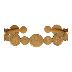 Vintage Chanel 24K Gold Plated Coin Cuff Bracelet