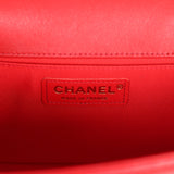 Pre-owned Chanel Medium Boy Bag Red Lambskin Antique Gold Hardware