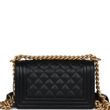 Chanel Small Boy Bag Black Caviar Antique Gold Hardware