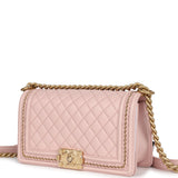 Chanel Medium Boy Bag Light Pink Lambskin Antique Gold Hardware