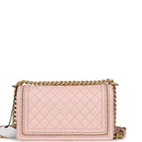 Chanel Medium Boy Bag Light Pink Lambskin Antique Gold Hardware