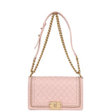 Chanel Medium Boy Bag Light Pink Lambskin Antique Gold Hardware