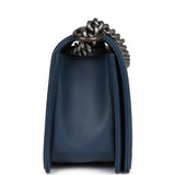 Chanel Medium Boy Bag Blue Lambskin Ruthenium Hardware