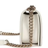 Chanel Medium Boy Bag White Caviar Light Gold Hardware