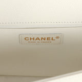 Chanel Medium Boy Bag White Caviar Light Gold Hardware