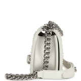 Chanel Small Pearl Boy Bag White Calfskin Silver Hardware