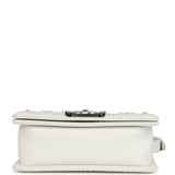 Chanel Small Pearl Boy Bag White Calfskin Silver Hardware