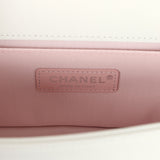 Chanel Small Pearl Boy Bag White Calfskin Silver Hardware