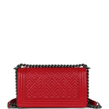 Chanel Old Medium Boy Bag Red Lambskin Aged Ruthenium Hardware