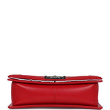 Chanel Old Medium Boy Bag Red Lambskin Aged Ruthenium Hardware