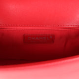 Chanel Old Medium Boy Bag Red Lambskin Aged Ruthenium Hardware