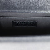 Pre-owned Chanel Medium Boy Bag Black Caviar Aged Ruthenium Hardware