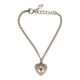 Chanel Crystal Heart Charm Bracelet Light Gold Tone Hardware