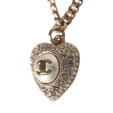 Chanel Crystal Heart Charm Bracelet Light Gold Tone Hardware