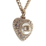 Chanel Crystal Heart Charm Bracelet Light Gold Tone Hardware