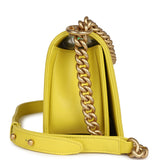 Chanel Medium Chevron Boy Bag Yellow Grained Calfskin Brushed Gold Hardware - Thumbnail View 3