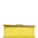 Chanel Medium Chevron Boy Bag Yellow Grained Calfskin Brushed Gold Hardware - Thumbnail View 6