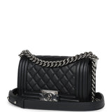 Chanel Small Boy Bag Black Lambskin Ruthenium Hardware