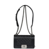 Chanel Small Boy Bag Black Lambskin Ruthenium Hardware