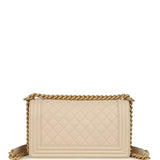 Chanel Medium Boy Bag Cream Lambskin Antique Gold Hardware
