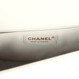 Pre-owned Chanel Medium Boy Bag Grey Shiny Caviar Light Gold Hardware