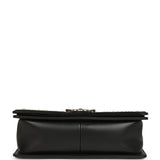 Chanel Medium Boy Bag Black Pearl Chevron Calfskin Silver Hardware