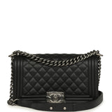Chanel Medium Boy Bag Black Caviar Aged Ruthenium Hardware