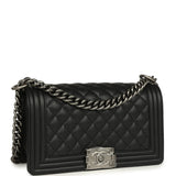 Chanel Medium Boy Bag Black Caviar Aged Ruthenium Hardware